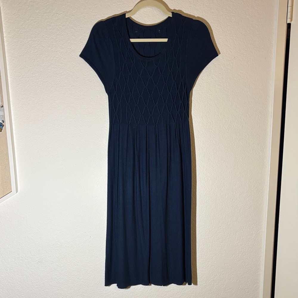 Dark Teal Blue Short Sleeve Dress